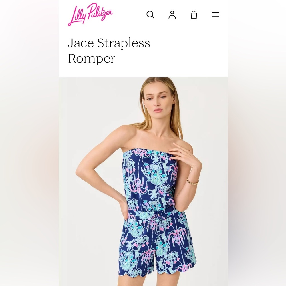 Lilly Pulitzer NWT Blue and Pink Strapless Romper